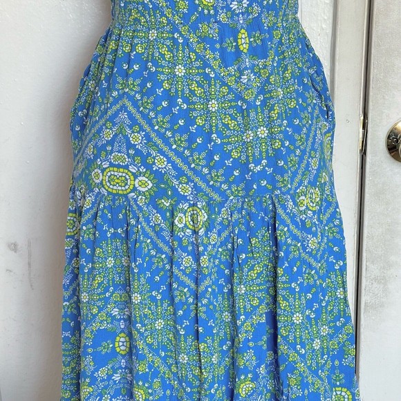 Scoop Womens Skirt Size XS Floral Print Maxi Blue Full Long Gypsy Blue Yellow - Picture 5 of 11